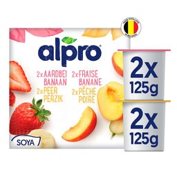 Alpro | Aardbei-Banaan | Perzik-Peer | Plantaardig alternatief voor yoghurt 