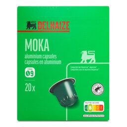 Delhaize | Koffie | Moka | 20 Capsules 100 gr