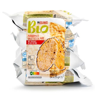 Delhaize | Maiswafels | Zeezout | Bio 4 x 25 gr