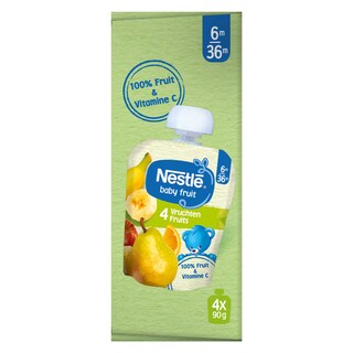 Nestlé | Baby Fruit | Gourde | 4 Fruits | 6 mois 4 x 90 gr