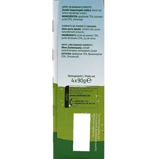 Delhaize | Compote | Kids | Appel | Banaan 4 x 90 gr