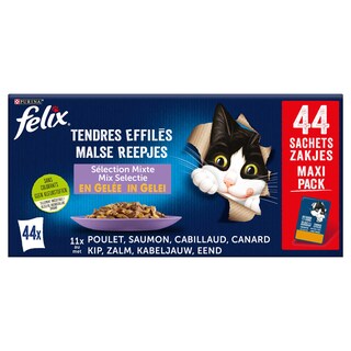 Felix | Malse Reepjes | Kattenvoeding | Adult | Gelei | Mix 44 x 85 gr