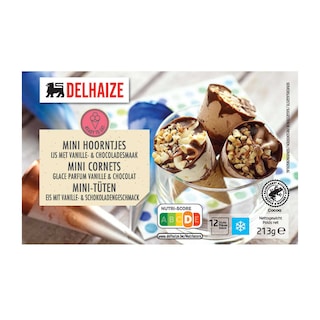 Delhaize | Mini cornets vanille et chocolat 