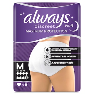 Always | Discreet | Culottes | Fuites Urinaires | Nuit | Medium 