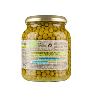 Delhaize | Bio | Petits pois | Extra fins | Bio | Bocal 