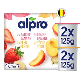 Alpro | Aardbei-Banaan | Perzik-Peer | Plantaardig alternatief voor yoghurt 