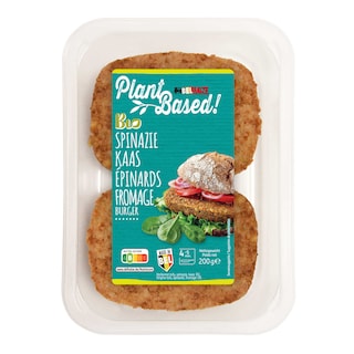 Delhaize | Plant-Based | Burger | Spinazie| Veggie | Bio 200 gr