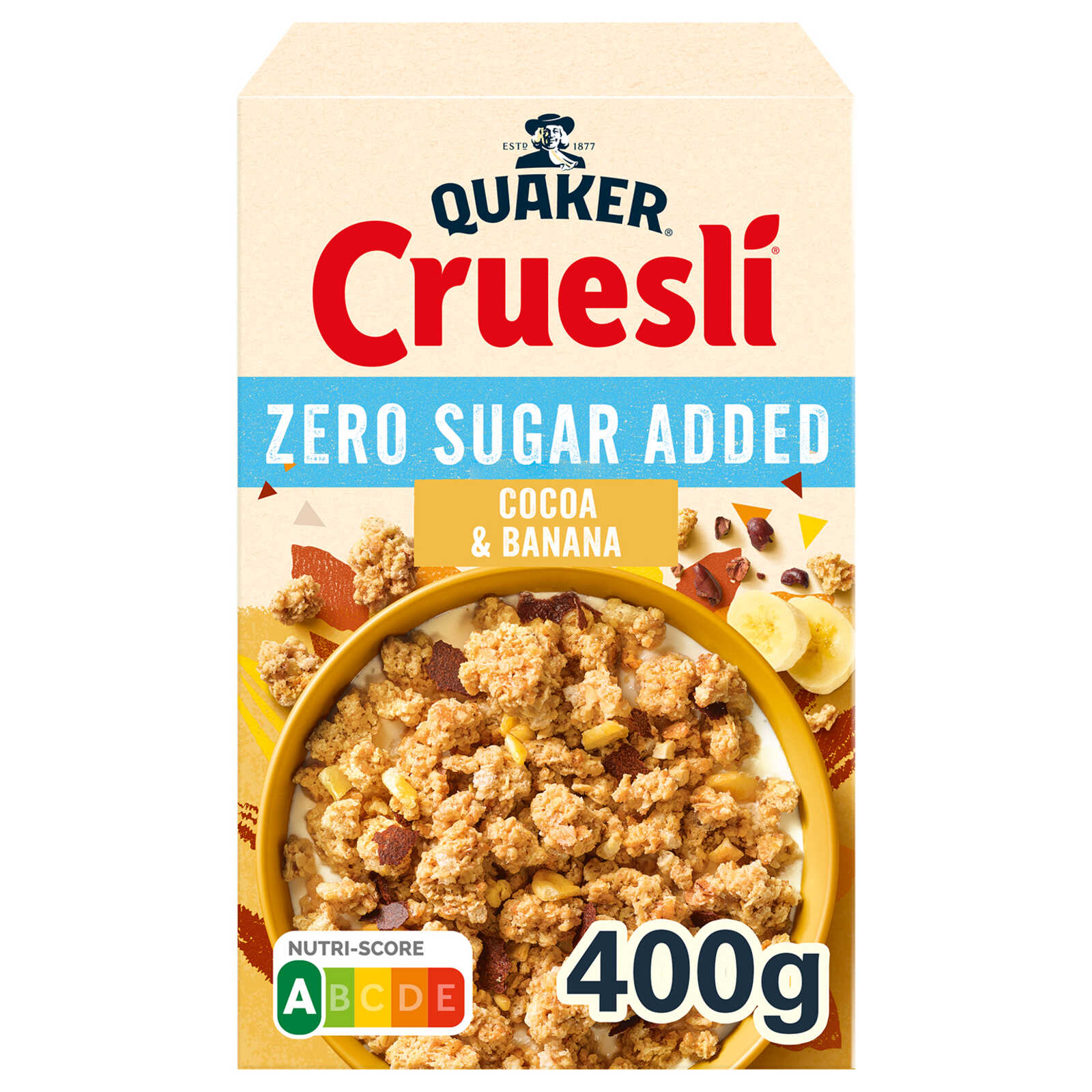 Quaker Zero sugar added cocoa & banana