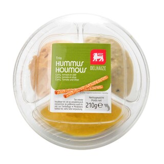 Delhaize | Trio houmous | Curry-Tomate-Olive 