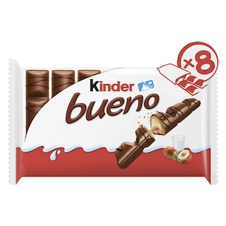 Kinder | Bueno | Chocolade | Melk-Hazelnoot | Reep | 8 stuks 