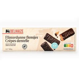 Delhaize | Biscuits | Crêpes dentelle | Chocolat noir 100 gr