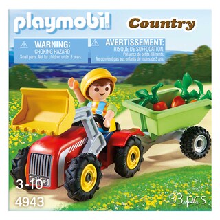Playmobil | Enfant avec tracteur et remorque 