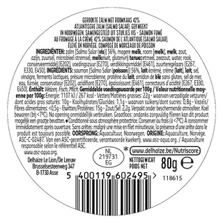 Delhaize | Rouleaux saumon | Fromage frais 80 gr