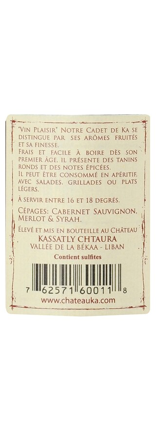 Liban - Libanon | Bekaa | Cadet de Ka 12 Rood 75 cl