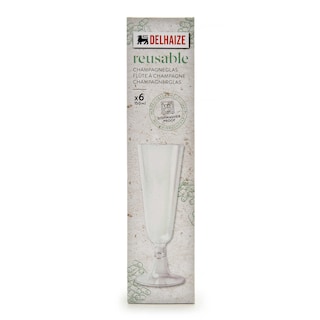 Delhaize | Flute à champagne réutilisable | plastique | 15cl 6 pc