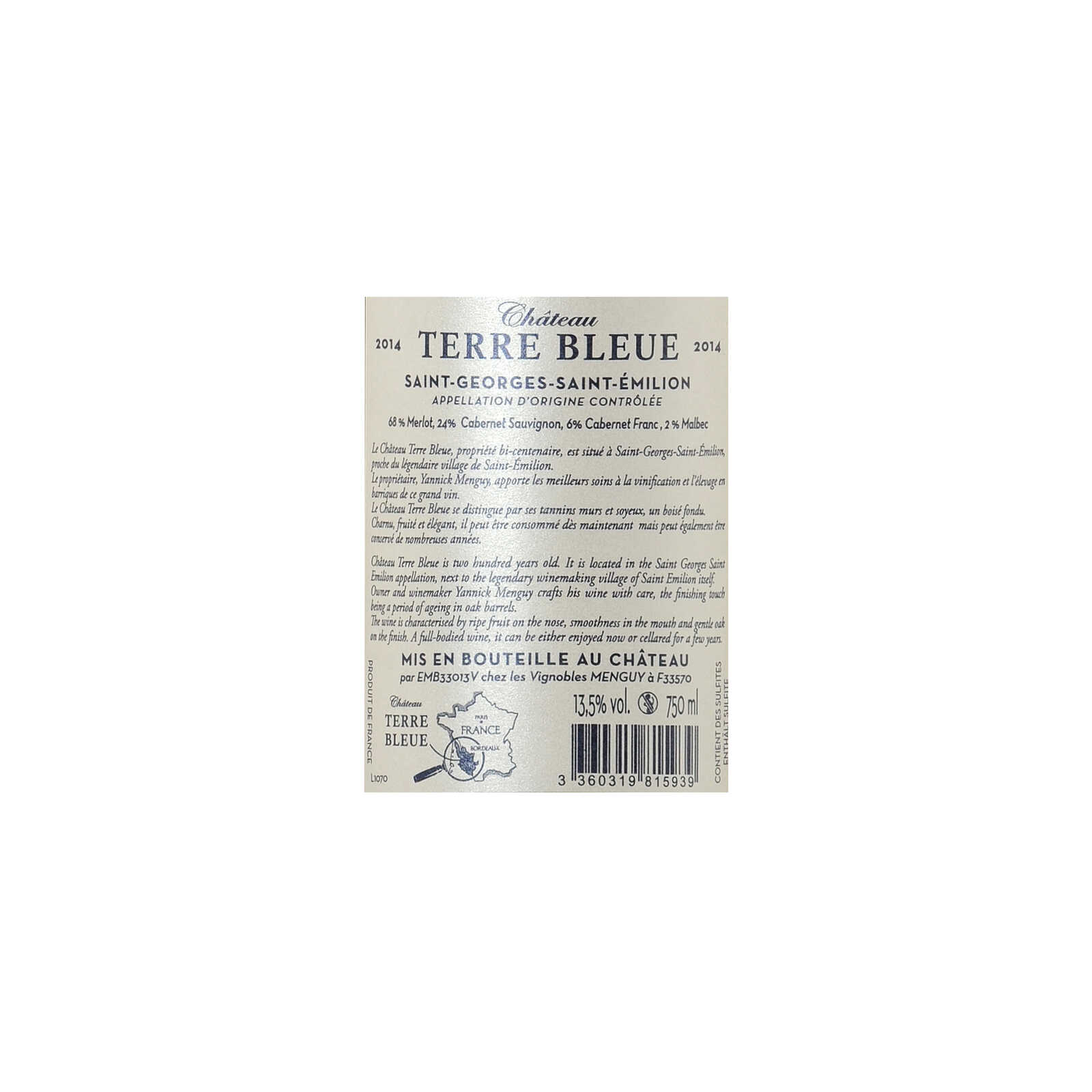 FR BORDEAUX ST GEORGES ST EMIL | Château Terre Bleue 2014 