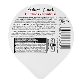 Delhaize | Yoghurt | Vol | Framboos 180 gr