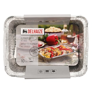 Delhaize | 10 Aluminium Bakjes + Deksels | 1L 