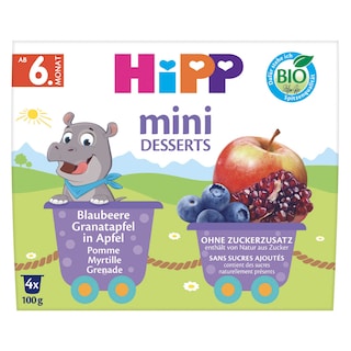 Hipp | Fruit |Pomme Myrtille Grenade | 6M | Bio 4 x 100 gr