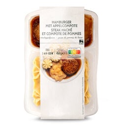 Delhaize | Hamburger | Appelcompote | Aardappelpuree 