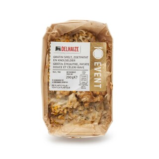 Delhaize | Gratin spelt - knolselder - zoetpatat - kasta 