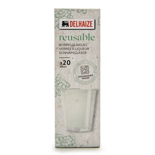 Delhaize | Herbruikbare borrelglaasjes | plastic | 4,5cl 20 st