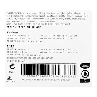 Delhaize | Varkens-&kalfsworst 