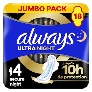 Always | Ultra | Serviettes Hygiéniques |Secure Nuit|Ailette 
