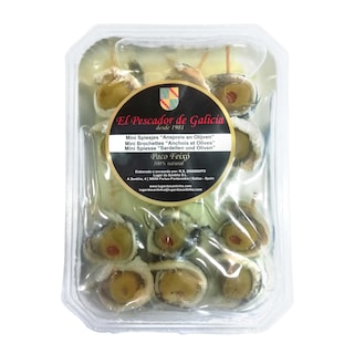 El Pescador De Galicia | Anchois | Aux mini brochettes d'olives 