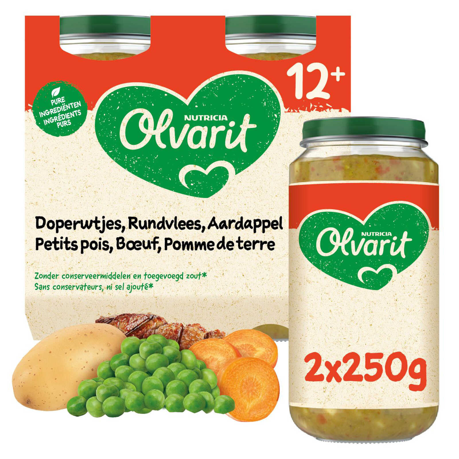 Olvarit Maaltijd | Doperwtjes Rundvlees Aardappel | 12M