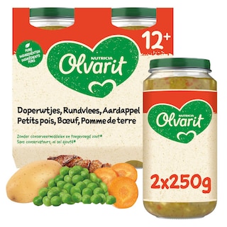Olvarit | Maaltijd | Doperwtjes Rundvlees Aardappel | 12M 2 x 250 gr