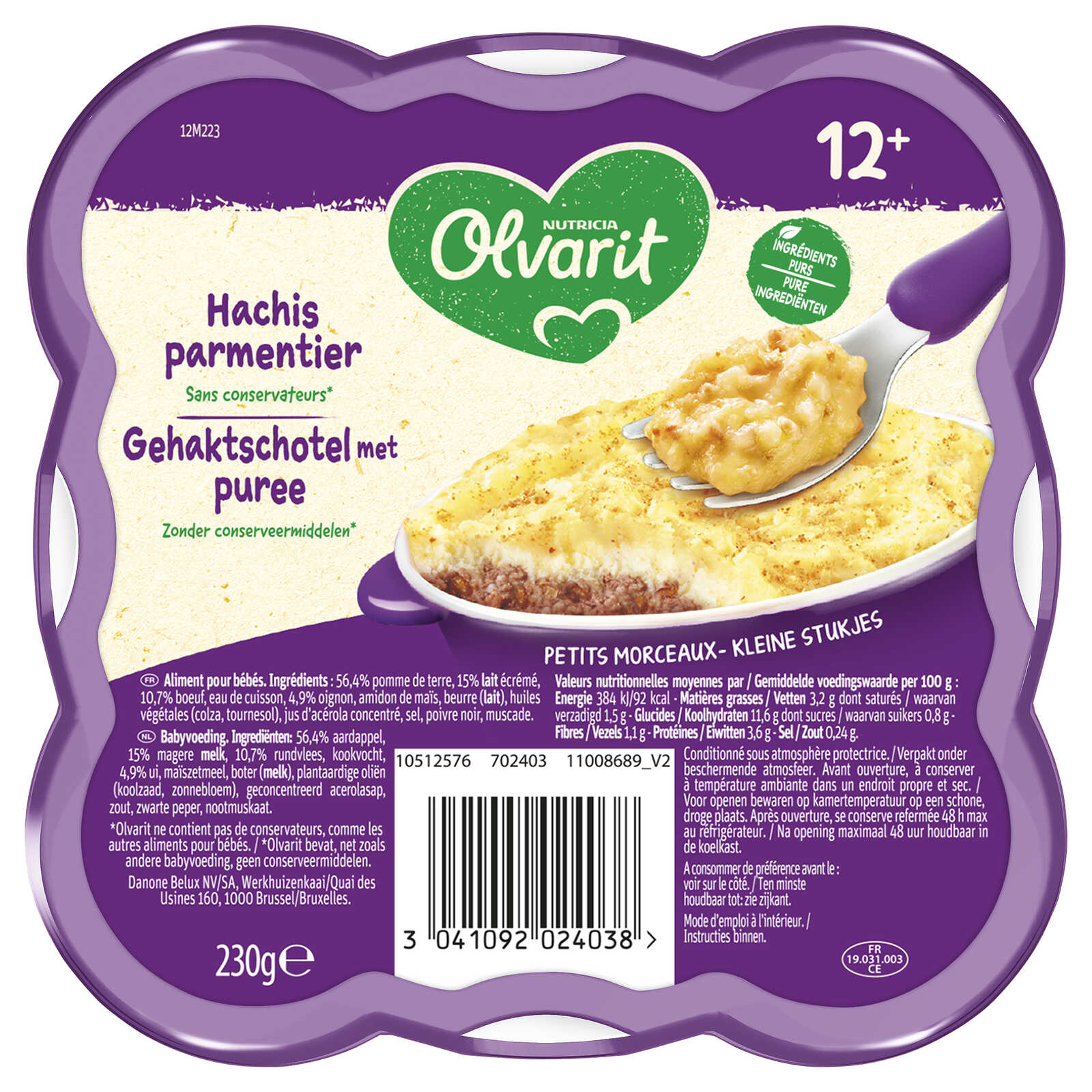 Olvarit Maaltijd | Gehaktschotel met Puree | 12M