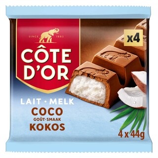 Côte d'Or | Chocolat | Barres | Chocolat Au Lait | Coco 4 x 44 gr