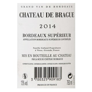 France - Frankrijk | Bordeaux - Bordeaux Supérieur | Château de Brague 2014 Rouge 