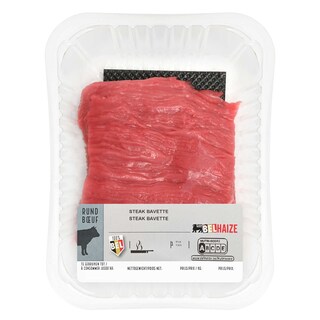 Delhaize | Biefstuk | Rund | Gepeld-Bavette | BelgischSteak | Boeuf | Pelé-Bavette | Belge +/- 200 gr