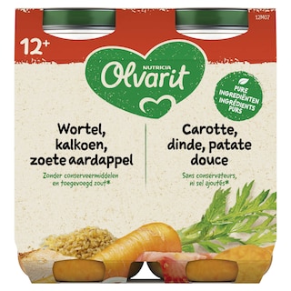 Olvarit | Maaltijd | Wortel Kalkoen Zoete Aard | 12M+ 