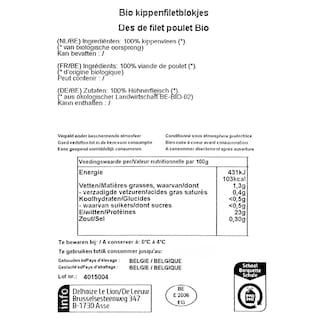 Delhaize | Bio | Filetblokjes | Kip | Bio 