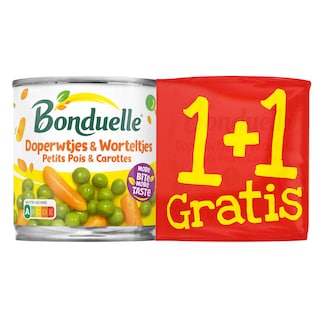 Bonduelle | Doperwtjes-Wortelen | Zeer fijn | 1+1 2 x 305 gr
