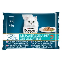 Gourmet | Perle | Aliment Chat | Adulte | Plaisirs Mer | Poisson 4 x 85 gr