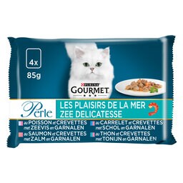 Gourmet | Perle | Aliment Chat | Adulte | Plaisirs Mer | Poisson 4 x 85 gr