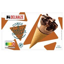 Delhaize | Cornets | Vanille | Chocolat 8 x 12 cl