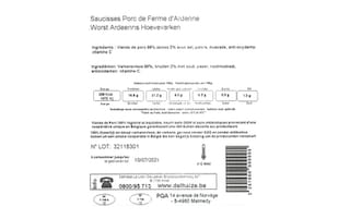 Delhaize | Saucisses | Porc Ferme | D'Ardenne 