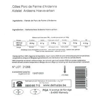 Delhaize | Kotelet | Hoevevarken | Ardens 