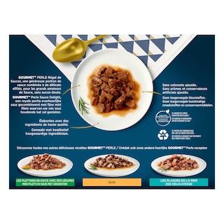 Gourmet | Perle | Aliment Chat | Adulte | Régal en Sauce | Boeuf 12 x 85 gr