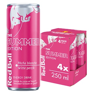 Red Bull | Energy Drink | White Peach Edition | Pêche Blanche | 4-Pack | 25 cl 