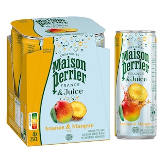 Maison Perrier | Magnetic Juice | Limonades | Ananas & Mango 4 x 25 cl