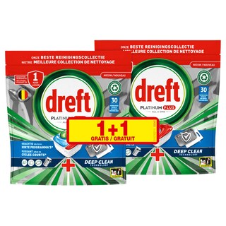 Dreft | Platinum Plus | Vaatwastabletten | Deepl Clean | 1+1 