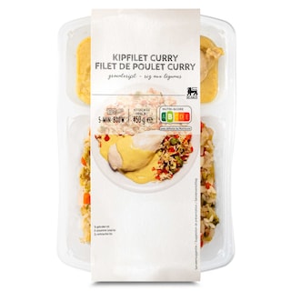 Delhaize | Filet de poulet | Curry | Riz aux legumes 450 gr