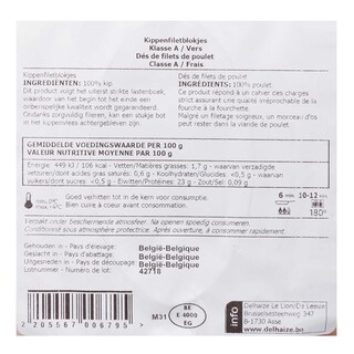 Delhaize | Filetblokjes | Kip +/- 400 gr