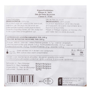 Delhaize | Cubes de filet | Poulet 